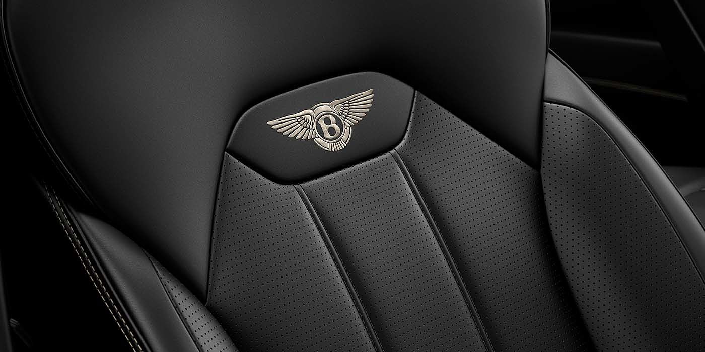 Bentley Leicester Bentley Bentayga EWB SUV Beluga black leather seat detail