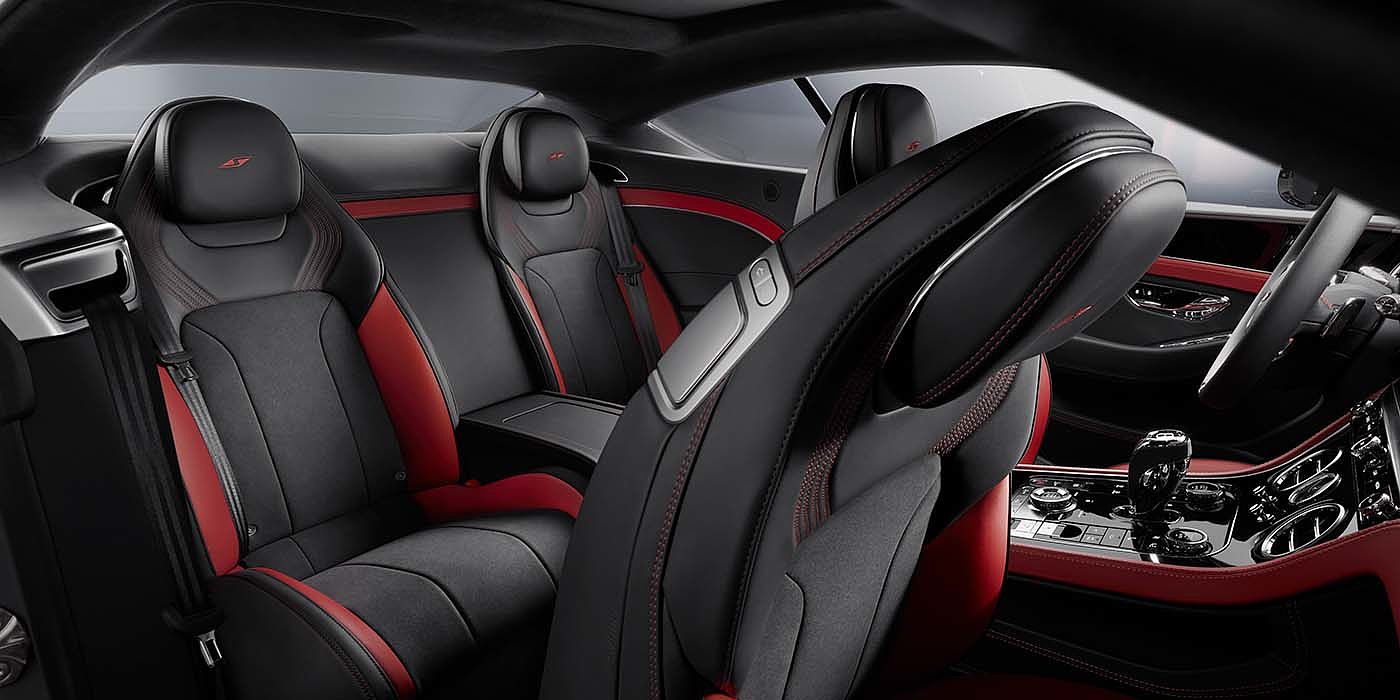 Bentley Leicester Bentley Continental GT S coupe in Beluga black and Hotspur red hide with S emblem stitching