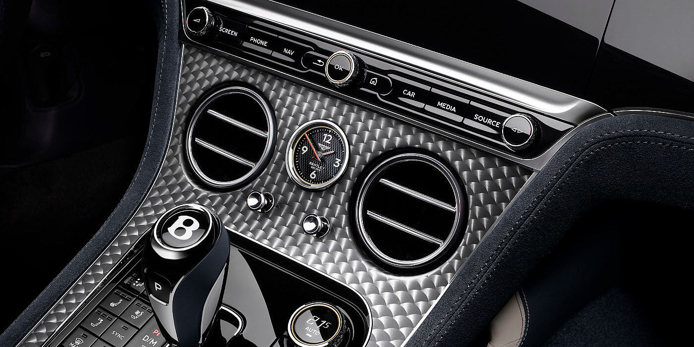 Bentley Leicester Bentley Continental GTC Speed convertible front interior engine spin veneer detail