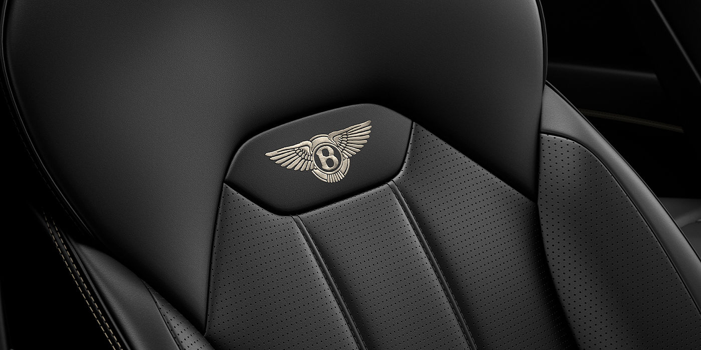 Bentley Leicester Bentley Bentayga SUV seat detail in Beluga black hide