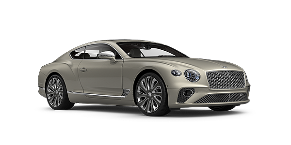 Bentley Leicester Bentley GT Mulliner coupe in White Sand paint front 34