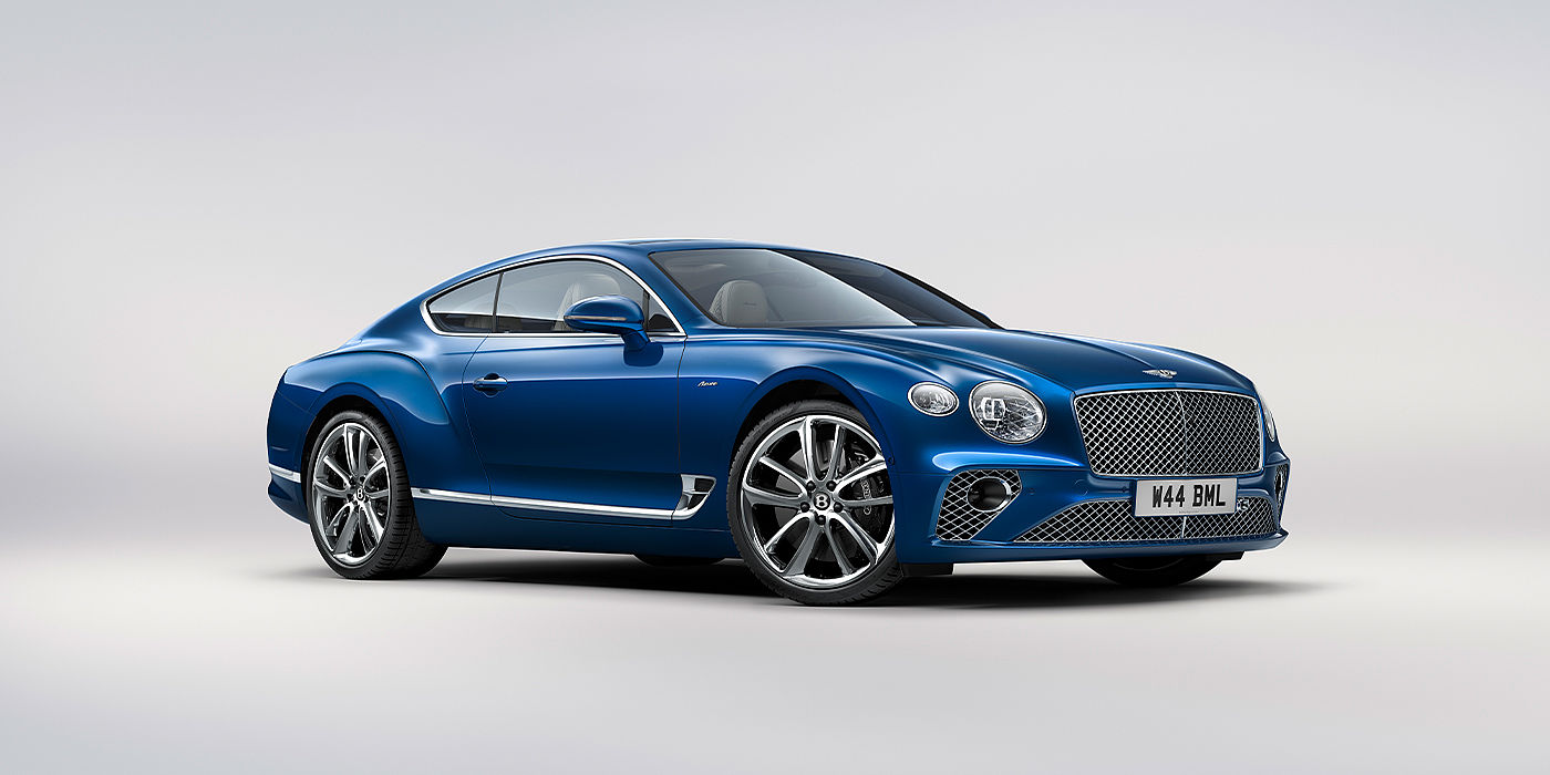 Bentley Leicester Bentley Continental GT Azure coupe in Sequin Blue paint front 34