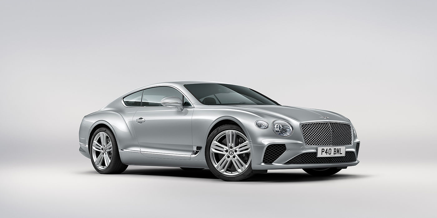 Bentley Leicester Bentley Continental GT coupe in Moonbeam paint front 34